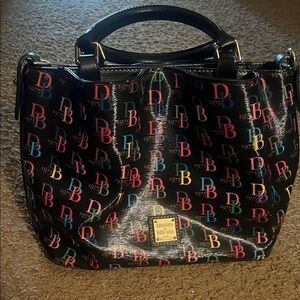 Dooney & Bourke Black Multicolor Logo Satchel